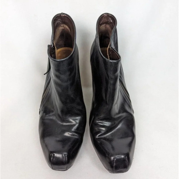 COCLICO LUCILLE BOOTIES sz. 38/7.5-8 Black Leather Wood Heel Ankle Boots Zip Up - Picture 3 of 16